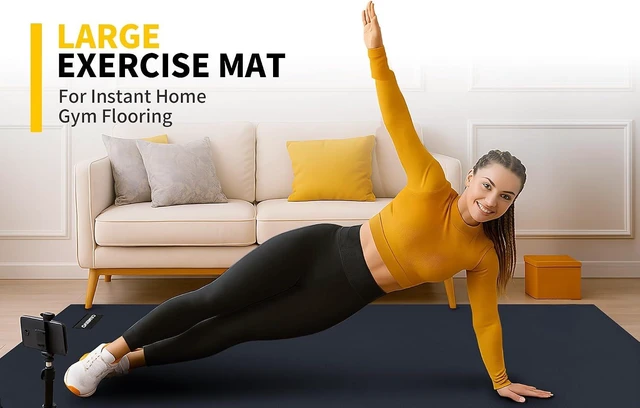 Alt view image 6 of 7 - CAMBIVO 8'x6'/7'x5'/6'x4' Large Exercise Mat Workout Mat for Home Gym, 7mm