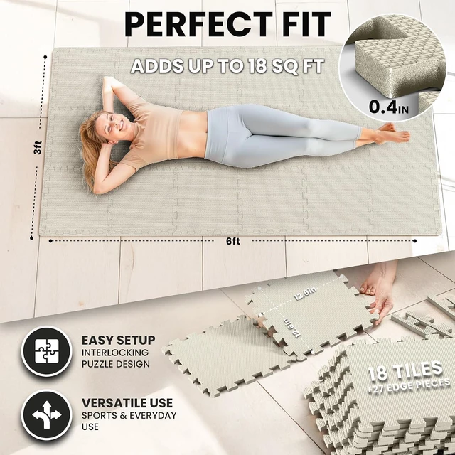 Alt view image 2 of 7 - bemaxx Gym Mats Set - EVA Interlocking Foam Floor Tiles Workout Mat Puzzle