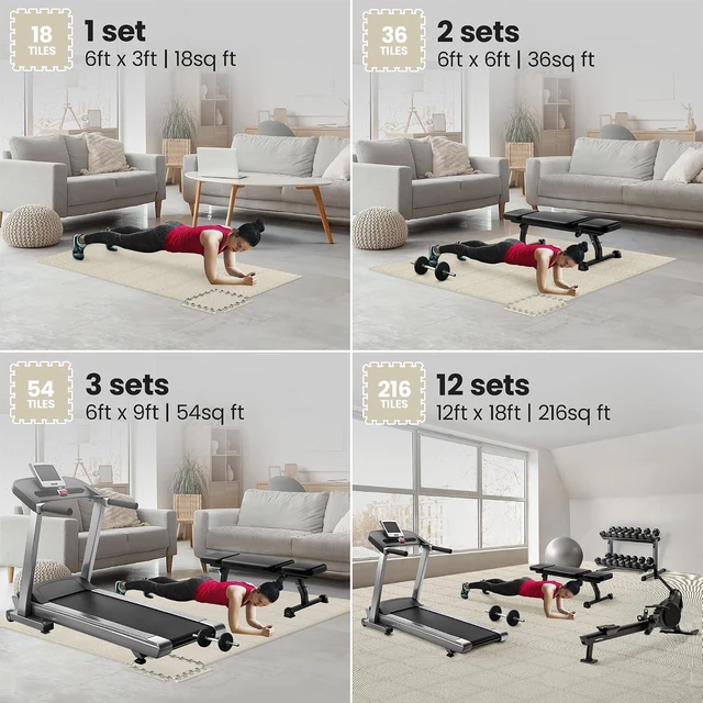 Alt view image 3 of 7 - bemaxx Gym Mats Set - EVA Interlocking Foam Floor Tiles Workout Mat Puzzle