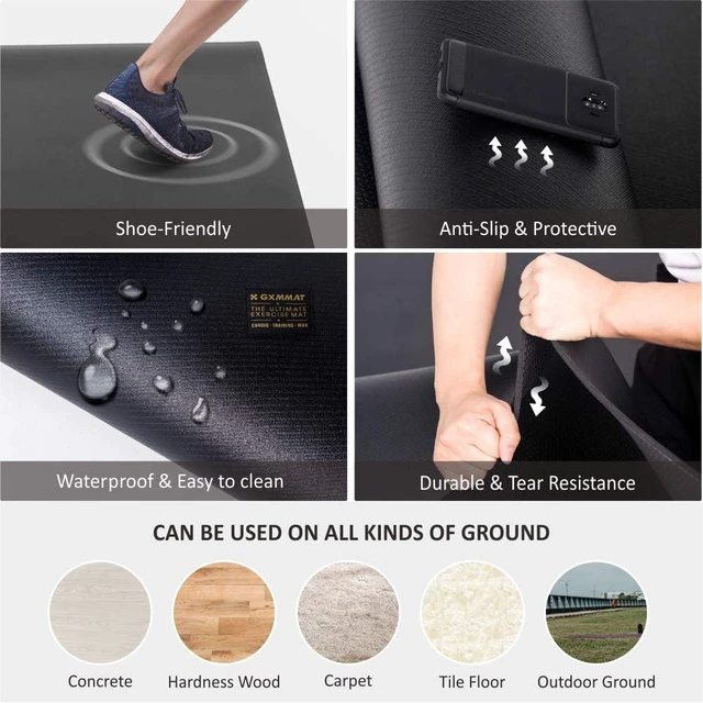 Alt view image 4 of 6 - GXMMAT Extra Wide Large Exercise Mat 12'x7'/10'x7/8'x7(7mm)