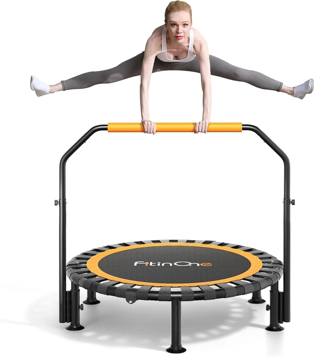 Main image of FitinOne 40"/48" Foldable Mini Trampoline Load 330lbs, Portable Exercise Rebounder with Durable Bungee Band, Fitness Trampoline for Adults