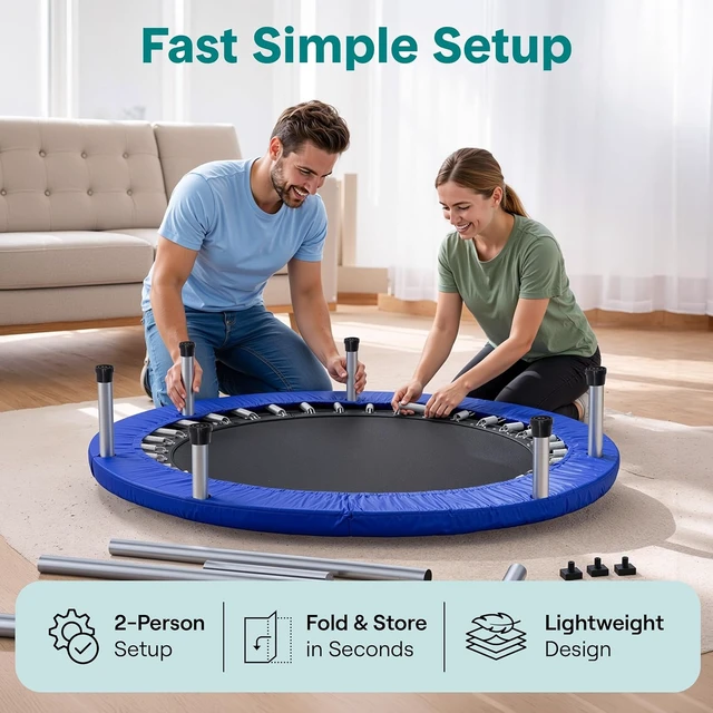 Alt view image 5 of 7 - SereneLife 36 Foldable Mini Trampoline for Kids - Compact Fitness Rebounder with Foam Handle - Safe, Stable Exercise Trampoline with 330lbs Max Load for Indoor/Outdoor Active Play & Exercise