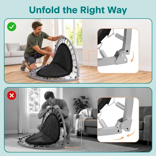 Alt view image 6 of 7 - SereneLife 36 Foldable Mini Trampoline for Kids - Compact Fitness Rebounder with Foam Handle - Safe, Stable Exercise Trampoline with 330lbs Max Load for Indoor/Outdoor Active Play & Exercise
