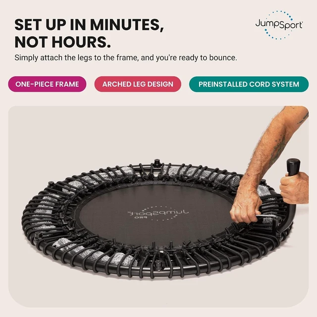 Alt view image 7 of 7 - JumpSport 350 PRO 39 Inch Fitness Trampoline Indoor Rebounder Cardio Workout Equipment 300 lb Capacity