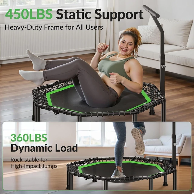 Alt view image 5 of 7 - BCAN BT3 51" Octagonal Rebounder Trampoline for Adults|Handle|FED Fitness