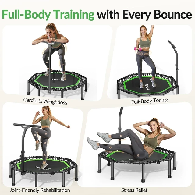 Alt view image 6 of 7 - BCAN BT3 51" Octagonal Rebounder Trampoline for Adults|Handle|FED Fitness