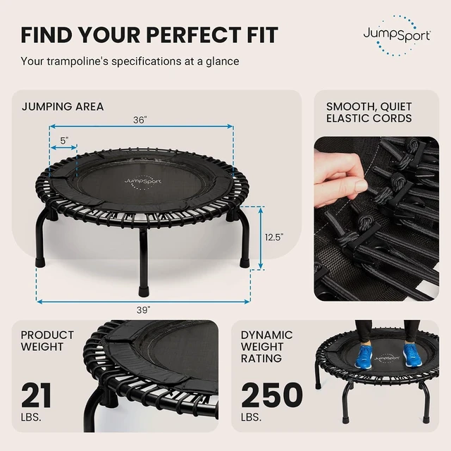 Alt view image 4 of 7 - JumpSport Workout Rebounder for Adults, Mini Fitness Trampoline