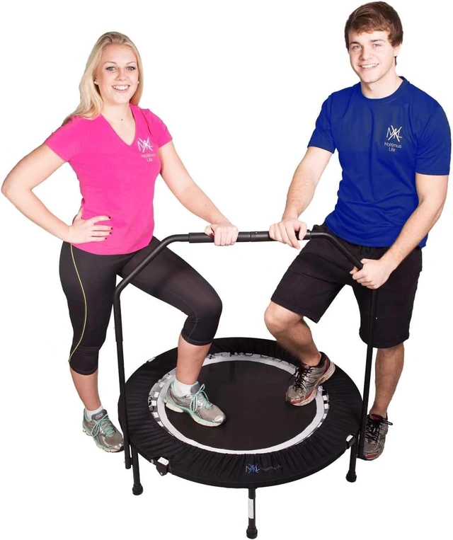 Main image of Maximus PRO Folding Rebounder Fitness Trampoline | Voted #1 Indoor Mini Exercise Trampoline for Adults with Bar | Best Home Gym for Fitness & Lose Weight | Free Storage Bag, Resistance Bands, Awesome