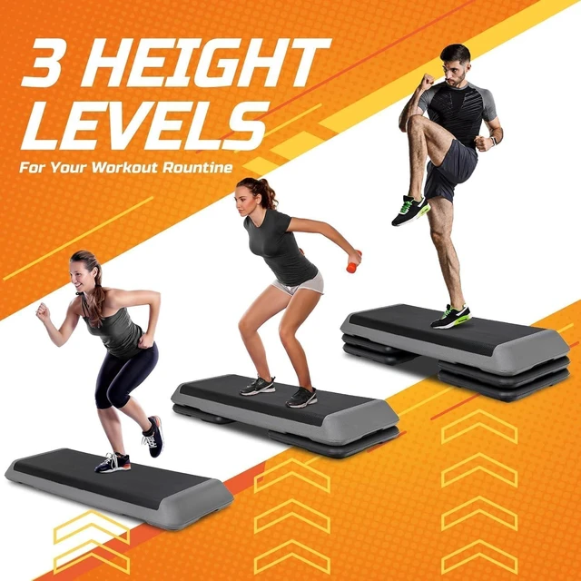 Alt view image 3 of 7 - ZENY 43'' Exercise Aerobic Step Platform, Adjustable Fitness Stepper with 4 Stackable Risers, Aerobics Stepper Workout Stepper for Home Gym Cardio Strength & Training