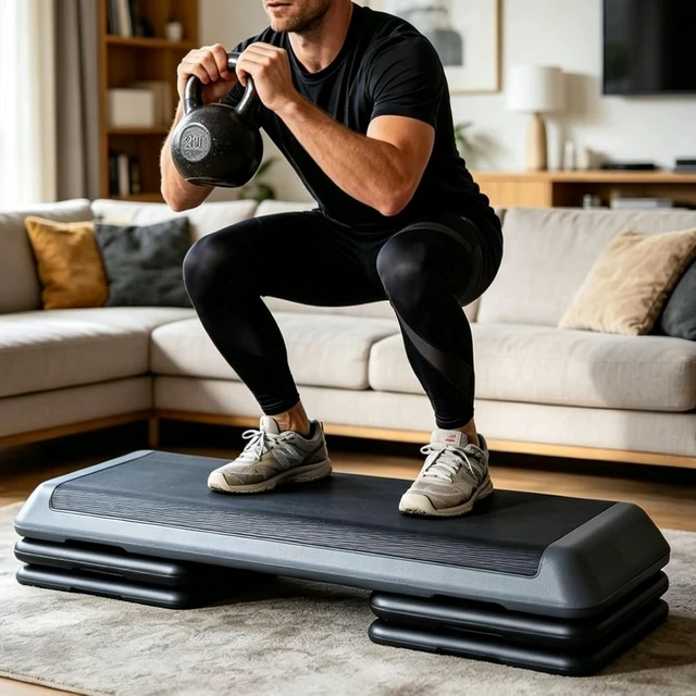 Alt view image 6 of 7 - ZENY 43'' Exercise Aerobic Step Platform, Adjustable Fitness Stepper with 4 Stackable Risers, Aerobics Stepper Workout Stepper for Home Gym Cardio Strength & Training