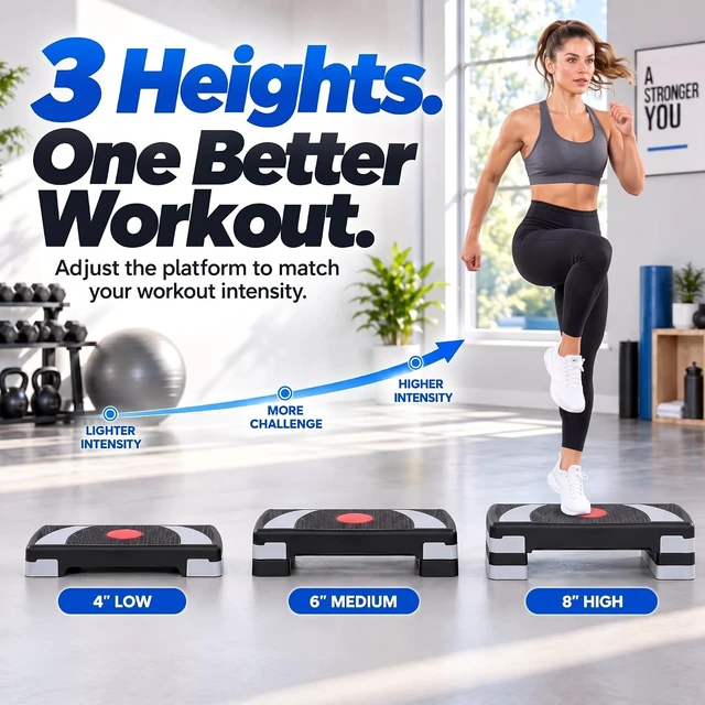 Alt view image 2 of 7 - ZENY 31 Aerobic Step Platform, Workout Stepper with 4 Stable Risers