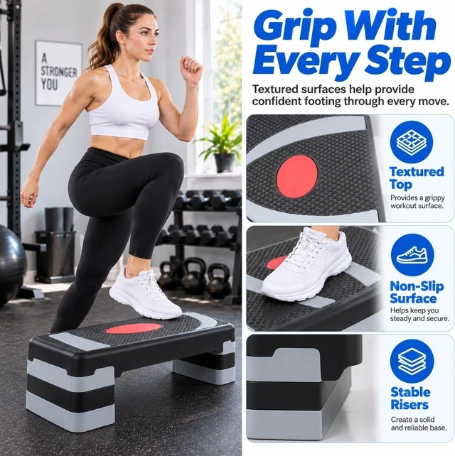 Alt view image 3 of 7 - ZENY 31 Aerobic Step Platform, Workout Stepper with 4 Stable Risers