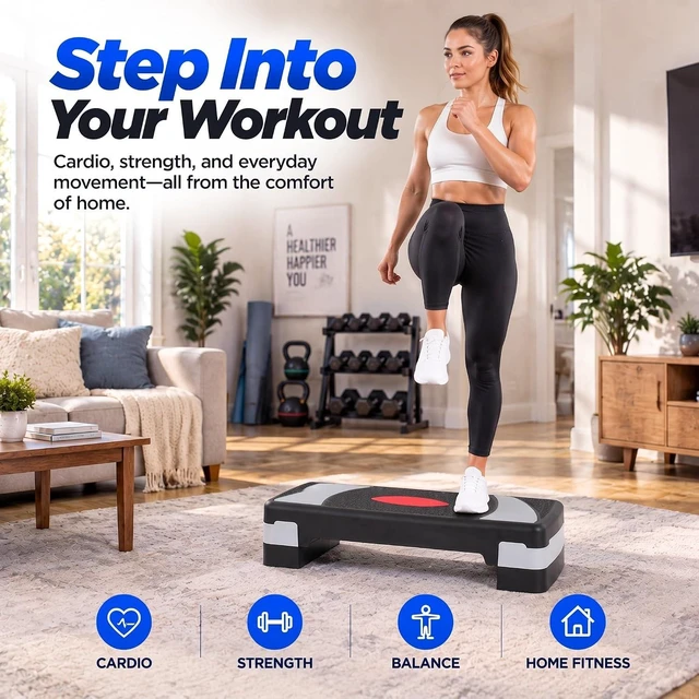 Alt view image 6 of 7 - ZENY 31 Aerobic Step Platform, Workout Stepper with 4 Stable Risers