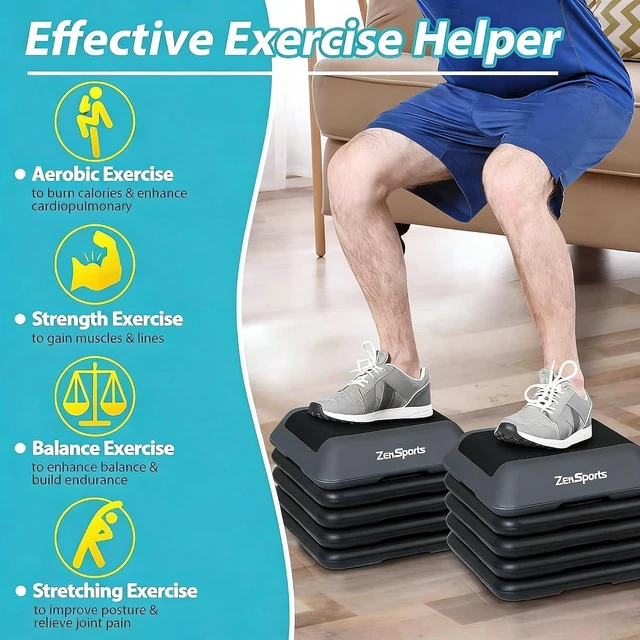 Alt view image 3 of 7 - ZENY 16" x 16" High Aerobic Step Aerobics Stepper Platform with 4 Risers