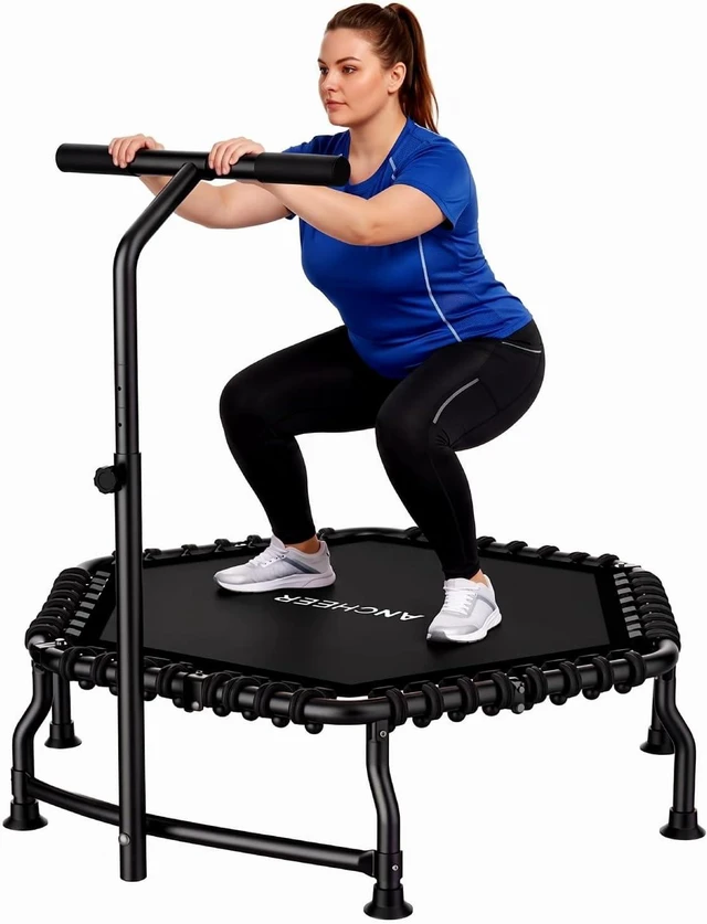 Main image of ANCHEER 50" Rebounder Trampoline for Adults- Handle Bar, Indoor, 550 lb