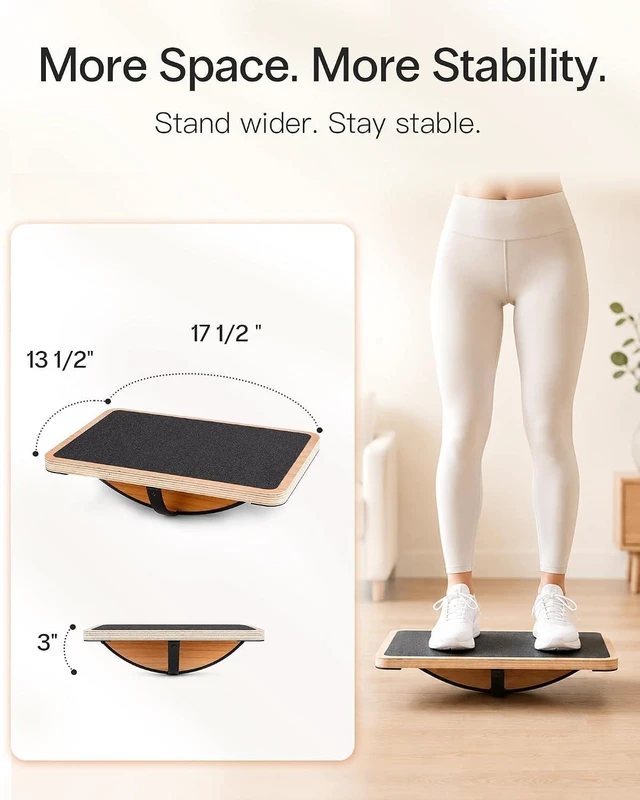 Alt view image 2 of 6 - StrongTek Wooden Balance Board, Basic Rocker or Advanced 360° Wobble