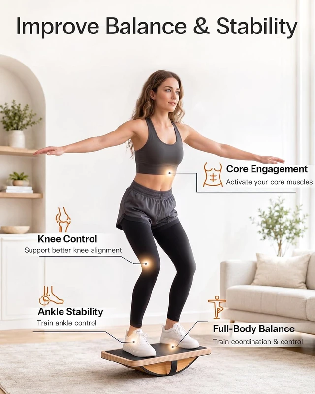 Alt view image 3 of 6 - StrongTek Wooden Balance Board, Basic Rocker or Advanced 360° Wobble