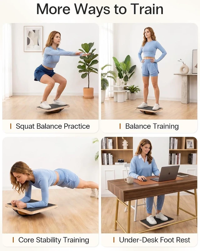 Alt view image 4 of 6 - StrongTek Wooden Balance Board, Basic Rocker or Advanced 360° Wobble