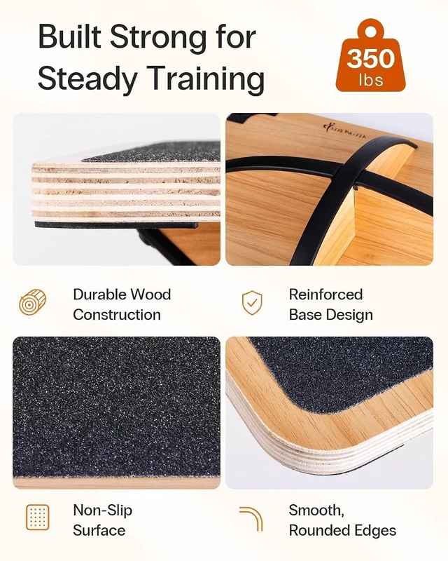 Alt view image 5 of 6 - StrongTek Wooden Balance Board, Basic Rocker or Advanced 360° Wobble