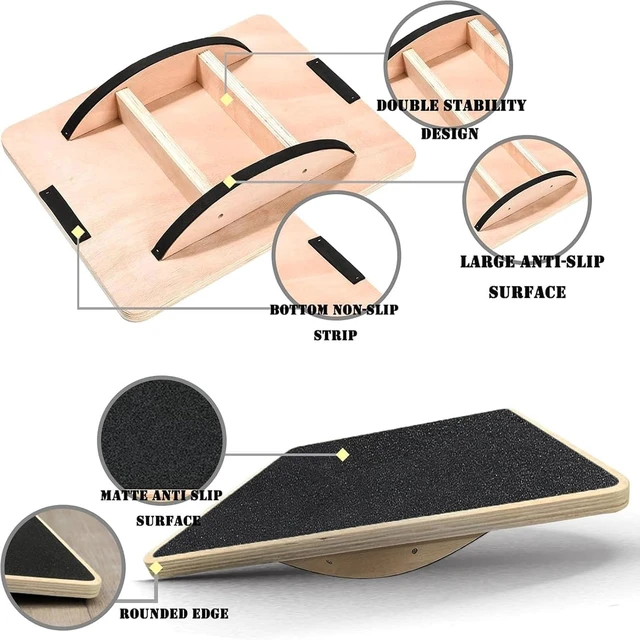 Alt view image 2 of 7 - Balance Board Wooden Wobble Board for Adults Anti-Slip Board for Physical Therapy & Core Strength, Ideal Balance Board for Standing Desk with Ankle Support