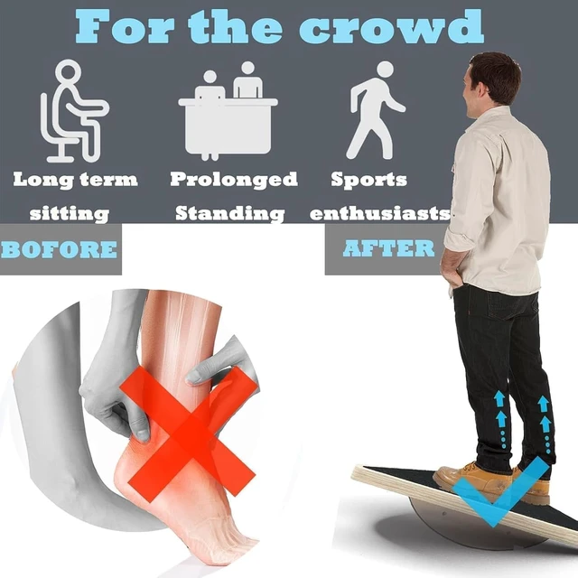 Alt view image 5 of 7 - Balance Board Wooden Wobble Board for Adults Anti-Slip Board for Physical Therapy & Core Strength, Ideal Balance Board for Standing Desk with Ankle Support