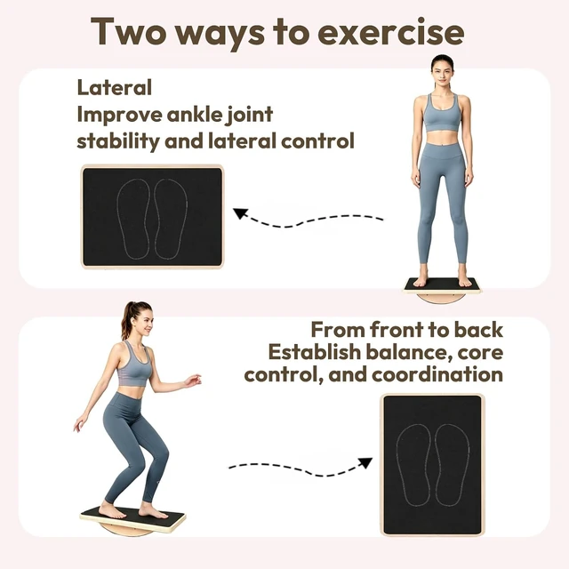 Alt view image 6 of 7 - Balance Board Wooden Wobble Board for Adults Anti-Slip Board for Physical Therapy & Core Strength, Ideal Balance Board for Standing Desk with Ankle Support