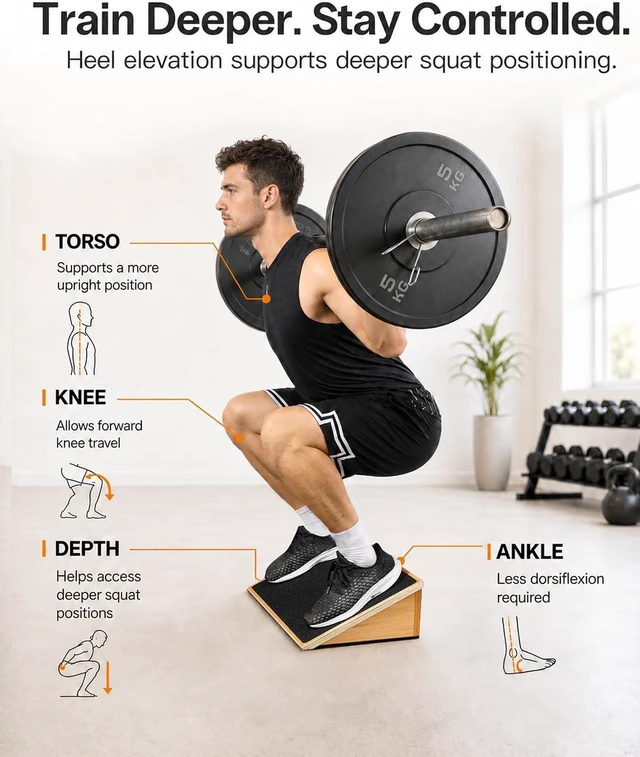 Alt view image 3 of 6 - StrongTek Wooden Slant Board for Squats, 19.6-Inch Wide, 25° Incline
