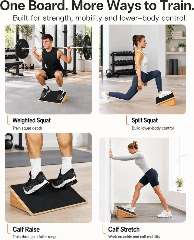 Alt view image 6 of 6 - StrongTek Wooden Slant Board for Squats, 19.6-Inch Wide, 25° Incline