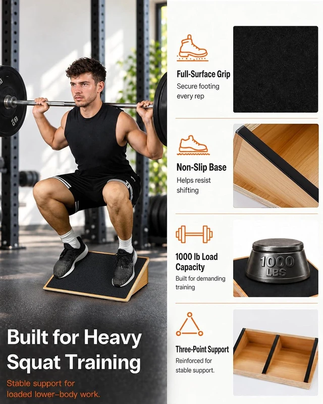 Alt view image 5 of 6 - StrongTek Wooden Slant Board for Squats, 19.6-Inch Wide, 25° Incline
