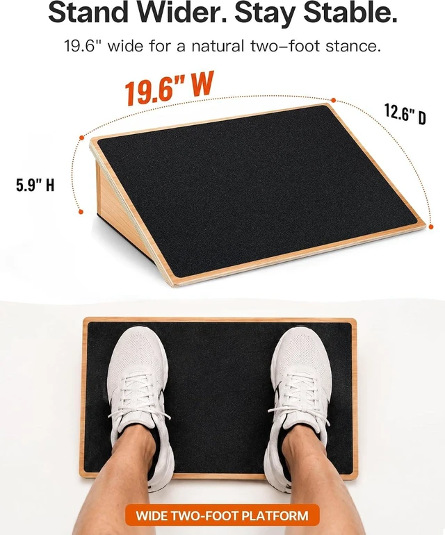 Alt view image 2 of 6 - StrongTek Wooden Slant Board for Squats, 19.6-Inch Wide, 25° Incline