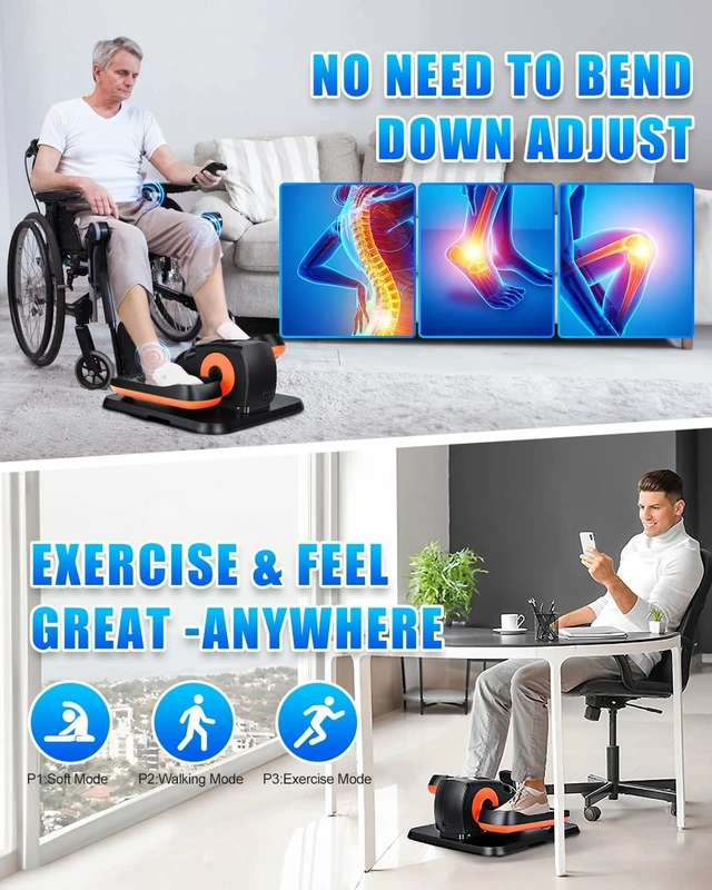 Alt view image 3 of 7 - Putnen Under Desk Elliptical Machine, Electric Leg Exerciser for Seniors