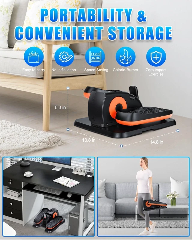 Alt view image 7 of 7 - Putnen Under Desk Elliptical Machine, Electric Leg Exerciser for Seniors