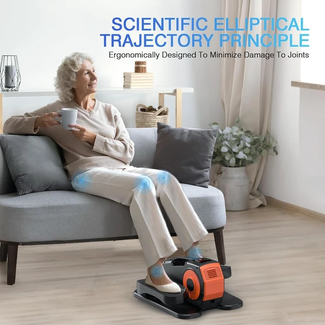 Alt view image 5 of 7 - Under Desk Elliptical, Elliptical Leg Exerciser for Seniors, Home Portable Elliptical with Remote Control and 12 Adjustable Speeds, Electric Seated Pedal Exerciser