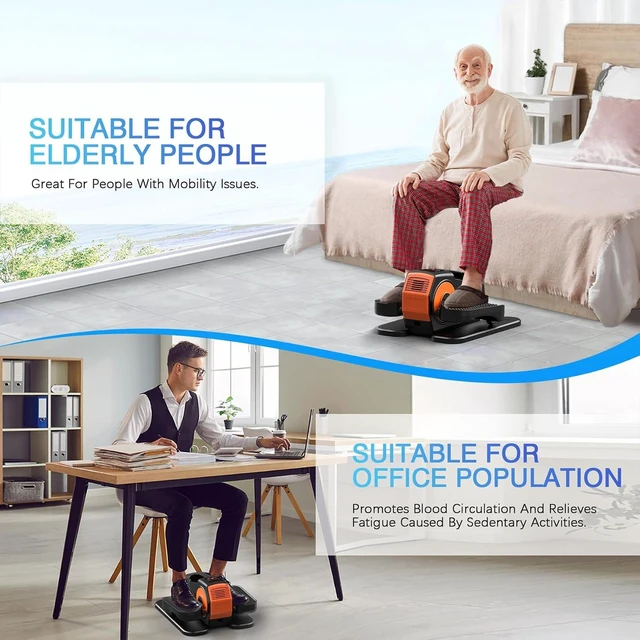 Alt view image 6 of 7 - Under Desk Elliptical, Elliptical Leg Exerciser for Seniors, Home Portable Elliptical with Remote Control and 12 Adjustable Speeds, Electric Seated Pedal Exerciser