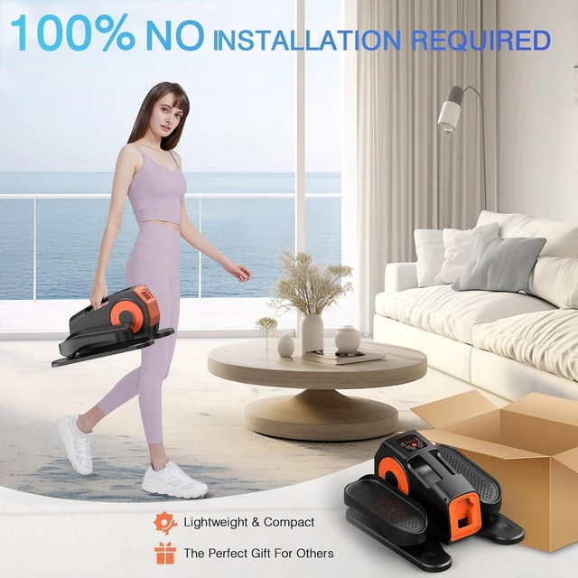 Alt view image 7 of 7 - Under Desk Elliptical, Elliptical Leg Exerciser for Seniors, Home Portable Elliptical with Remote Control and 12 Adjustable Speeds, Electric Seated Pedal Exerciser