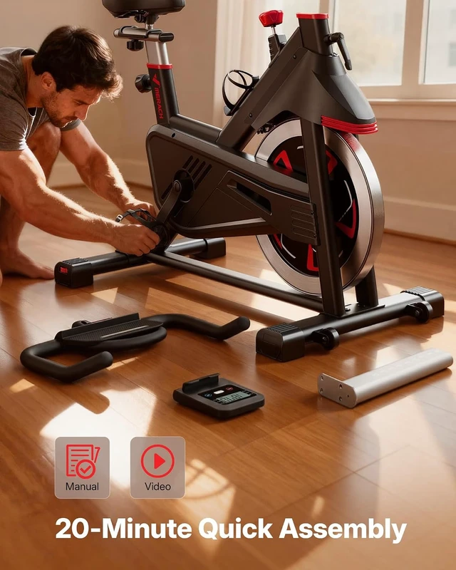 Alt view image 6 of 7 - MERACH Magnetic Exercise Bike, Heavy Duty Stationary Bike for Home Gym