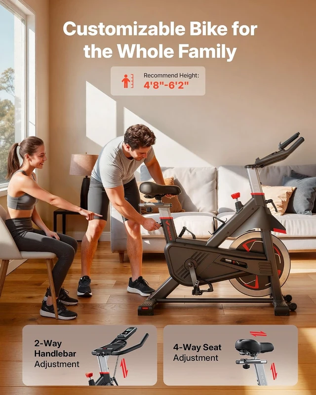 Alt view image 7 of 7 - MERACH Magnetic Exercise Bike, Heavy Duty Stationary Bike for Home Gym