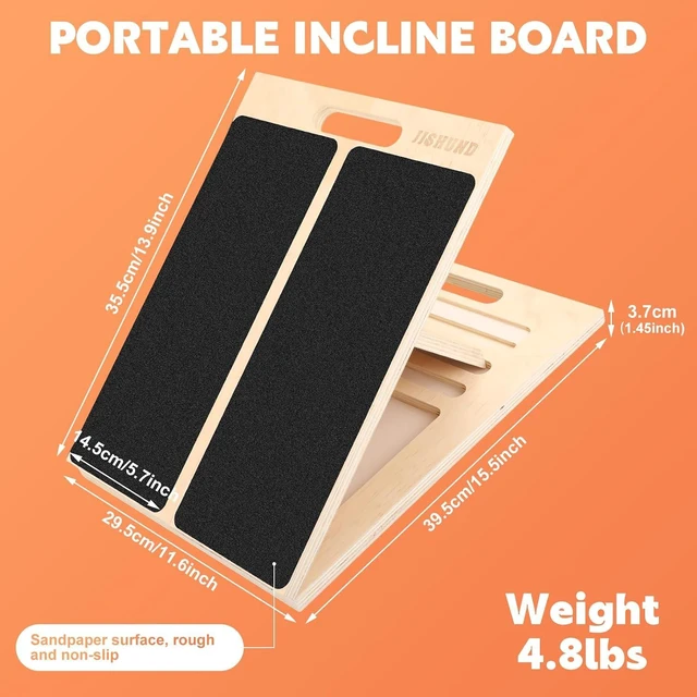 Alt view image 2 of 7 - Portable Slant Board for Calf Stretching, Adjustable Wooden Calf Stretcher Incline Board, Calf Stretch Board for Squats Leg Knees Heel Ankle Stretching