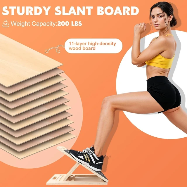 Alt view image 3 of 7 - Portable Slant Board for Calf Stretching, Adjustable Wooden Calf Stretcher Incline Board, Calf Stretch Board for Squats Leg Knees Heel Ankle Stretching