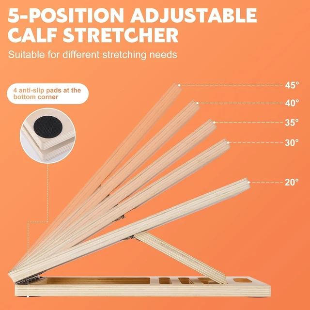Alt view image 4 of 7 - Portable Slant Board for Calf Stretching, Adjustable Wooden Calf Stretcher Incline Board, Calf Stretch Board for Squats Leg Knees Heel Ankle Stretching