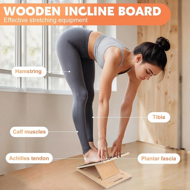 Alt view image 5 of 7 - Portable Slant Board for Calf Stretching, Adjustable Wooden Calf Stretcher Incline Board, Calf Stretch Board for Squats Leg Knees Heel Ankle Stretching