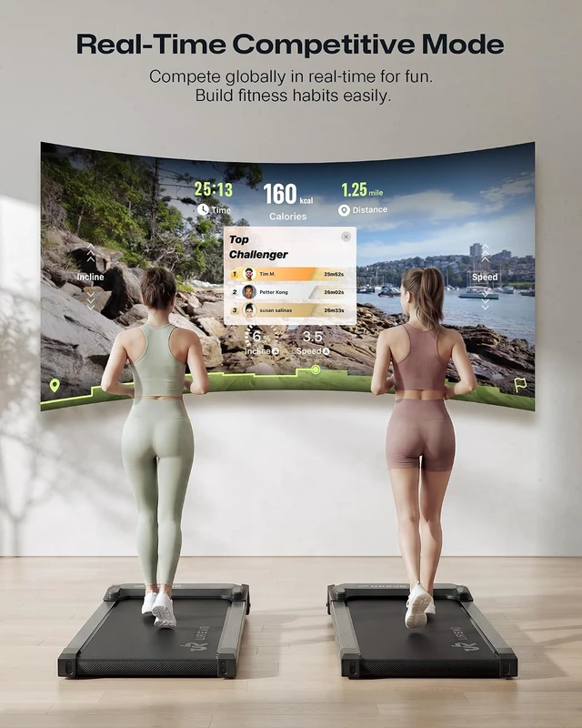Alt view image 4 of 7 - UREVO Smart Walking Pad, Compact Under Desk Treadmill with Double Shock Absorption, Quiet Operation, Workout APP with Track Insights and MIIT Mode, Plug and Play, Remote or APP Control for Home Office