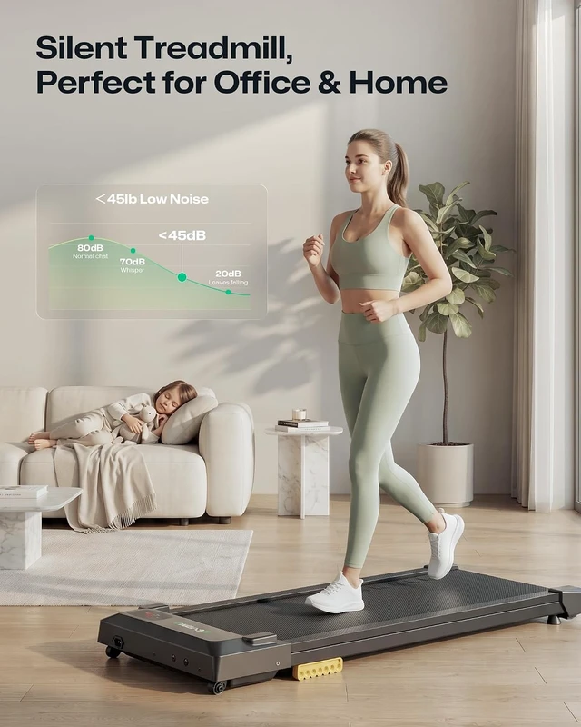 Alt view image 5 of 7 - UREVO Smart Walking Pad, Compact Under Desk Treadmill with Double Shock Absorption, Quiet Operation, Workout APP with Track Insights and MIIT Mode, Plug and Play, Remote or APP Control for Home Office