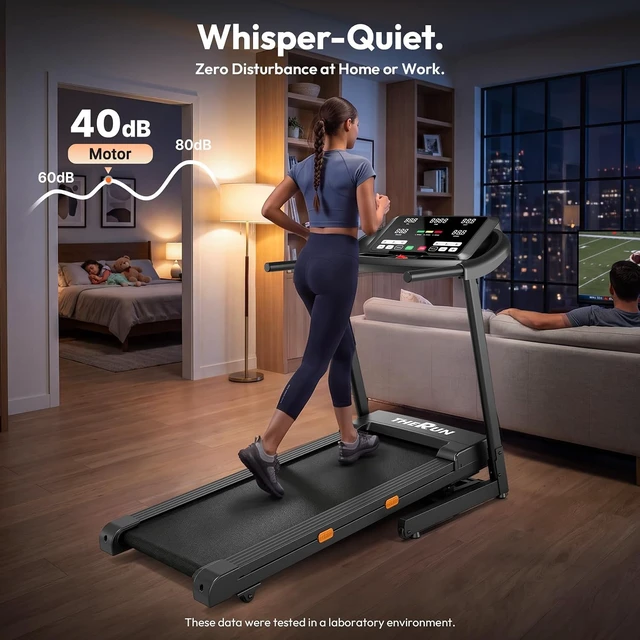 Alt view image 4 of 7 - THERUN Home Treadmill with Incline 15% Auto Adjust, 3.0 HP Treadmill with LED Strip, Heart Rate Monitoring Incline,16.5" Wider Running Belt