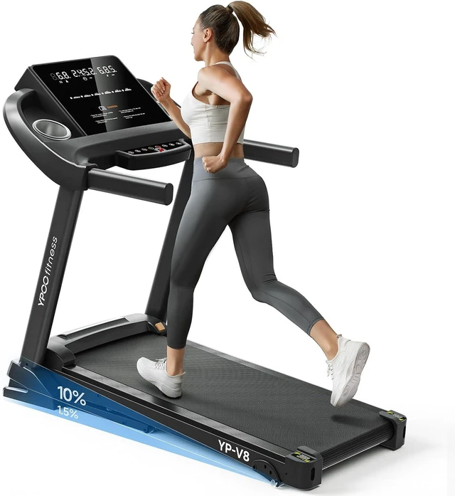 Main image of YPOO Treadmills for Home Use, Walking Pad Treadmill with Incline, Auto Foldable Treadmills for Home, 8.0 MPH Running Treadmill with Bluetooth Enabled, 300 lbs User Capacity