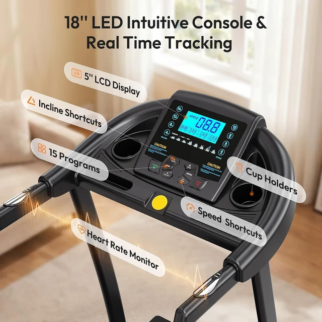 Alt view image 4 of 7 - THERUN Incline Treadmill, Treadmills for Running and Walking, 400 lbs Weight Capacity Folding Treadmill with 0-16% Auto Incline, Wide Belt, 4.0 HP, App, Heart Rate