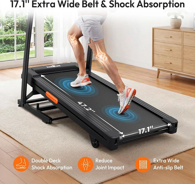 Alt view image 6 of 7 - THERUN Incline Treadmill, Treadmills for Running and Walking, 400 lbs Weight Capacity Folding Treadmill with 0-16% Auto Incline, Wide Belt, 4.0 HP, App, Heart Rate