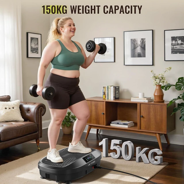 Alt view image 4 of 7 - FLYBIRD Vibration Plate Exercise Machine for Lymphatic Drainage, 120 Levels Full Body Workout, Curved Vibration Plate with Powerful Motor for Weight Loss Fat Burner, Board Sport for Home Exercise Gym