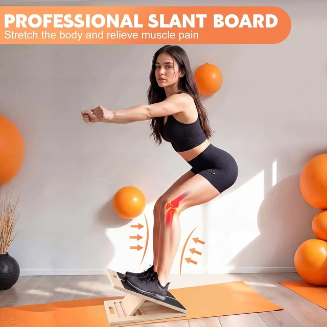 Alt view image 6 of 7 - Portable Slant Board for Calf Stretching, Adjustable Wooden Calf Stretcher Incline Board, Calf Stretch Board for Squats Leg Knees Heel Ankle Stretching