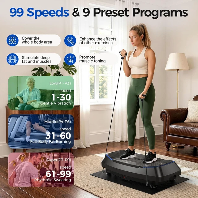 Alt view image 2 of 7 - FLYBIRD Vibration Plate Exercise Machine for Lymphatic Drainage, 120 Levels Full Body Workout, Curved Vibration Plate with Powerful Motor for Weight Loss Fat Burner, Board Sport for Home Exercise Gym